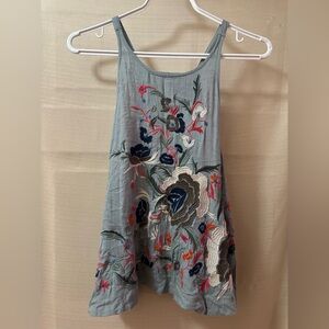Kimchi Blue Embroidered Boho Tank Top Size L Floral Rayon Urban Outfitters